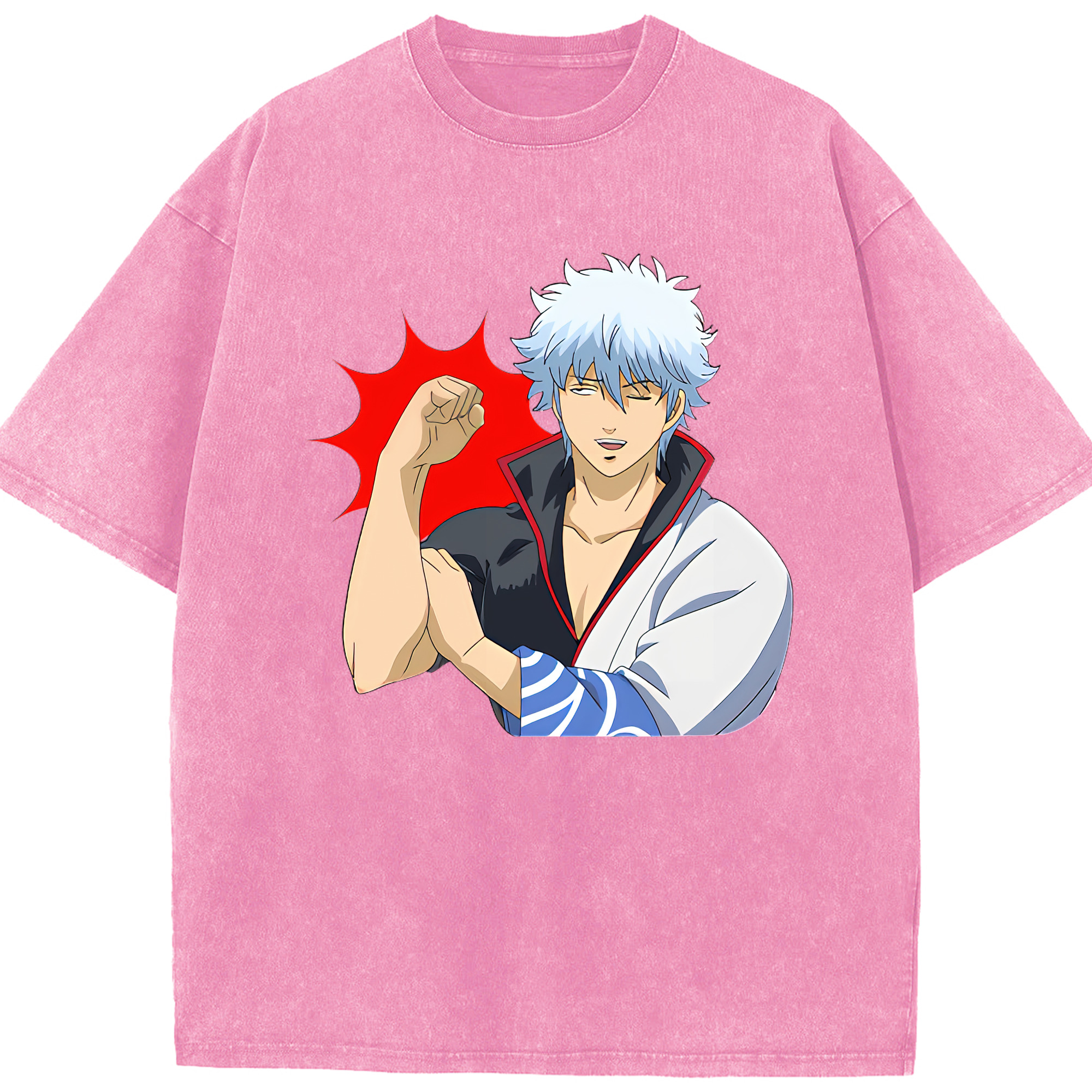 （画像用） ぎんたま 坂田銀時（さかたぎんとき） 神楽 志村新八（しむら しんぱち） GINTAMA Sakata Gintoki Kagura Shimura Shinpachi 綿100% ヴィンテージ風 半袖Tシャツ（フロントプリント）